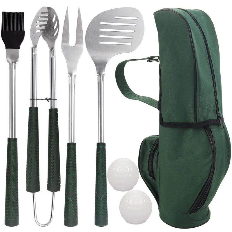 POLIGO 7PCS Golf-Club Style BBQ Tools Set Grilling Tools with Rubber Handle - Stainless Steel Grill Accessories for Outdoor Grill Set Premium Grill Utensils Set Christmas Birthday Gifts for Men Dad - Image 1